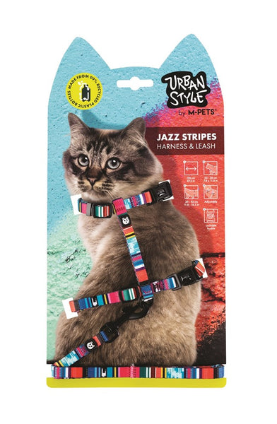 M-Pets Cat Harness and Leash Set- Jazz Stripes