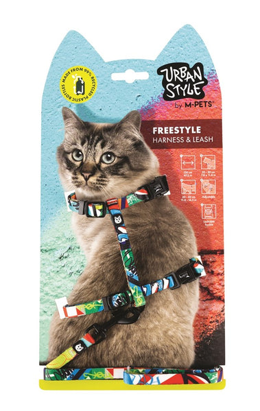 M-Pets Cat Harness and Leash Set- Jazz Stripes