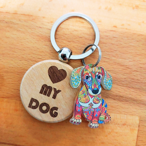 Love My Dog Keyring- Dachshund