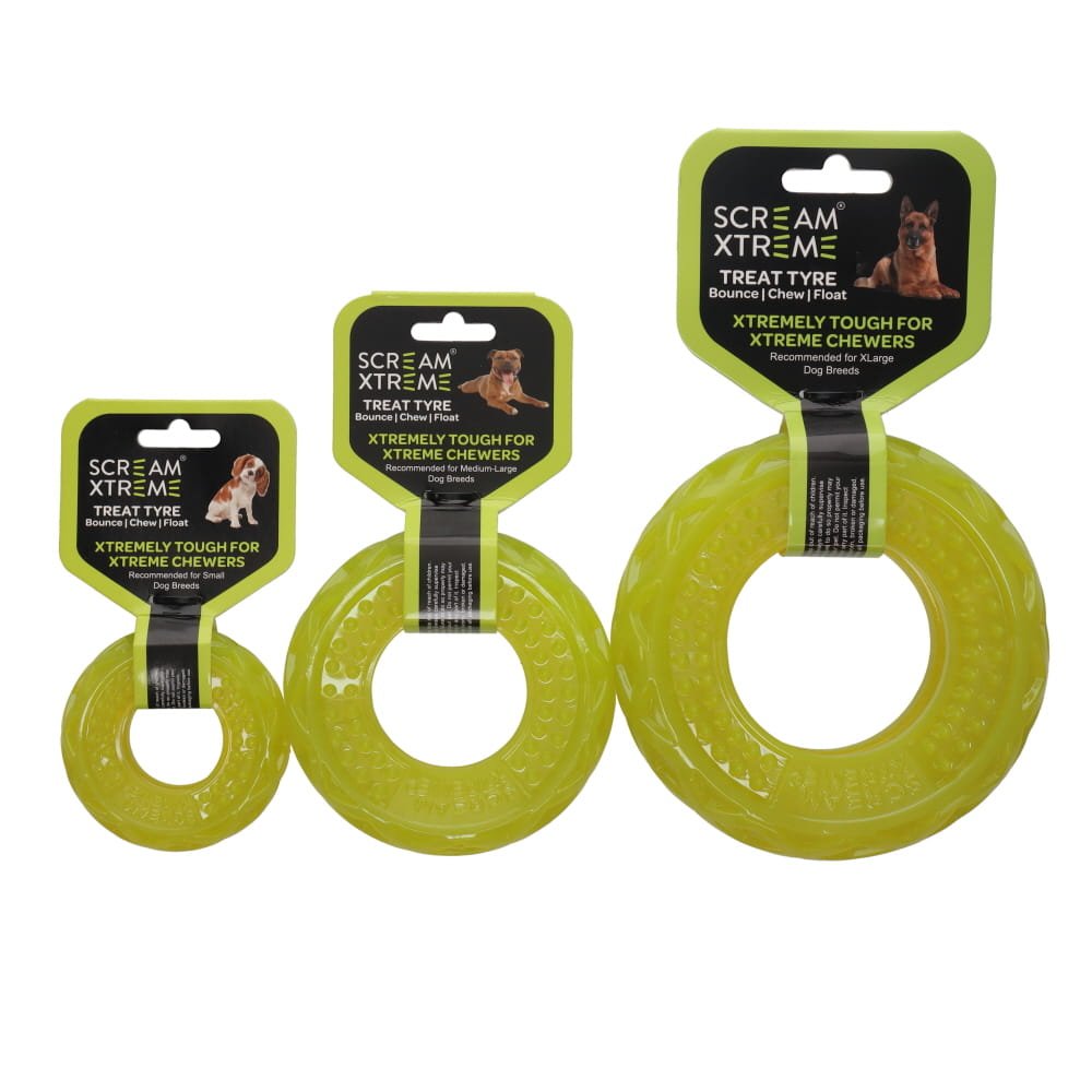 Scream Xtreme Treat/Chew Tyre Dog Toy Loud Green