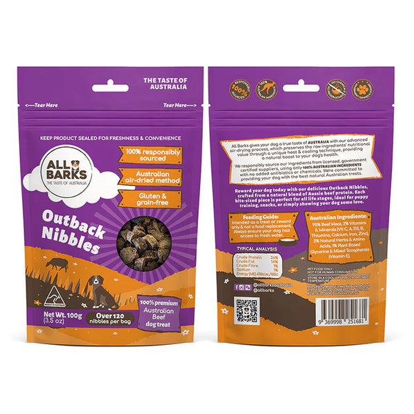 NEW All Barks Outback Nibbles 100g