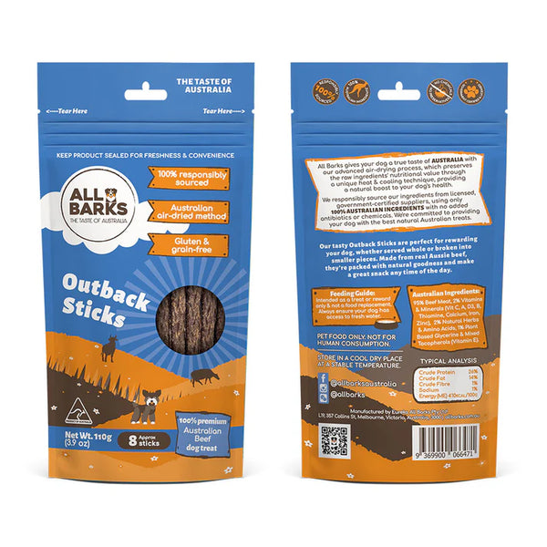 NEW All Barks Outback Sticks 100g