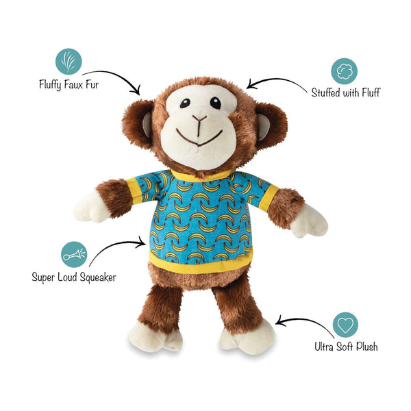 Fringe Studio Banana's The Monkey Plush Dog Toy-X Large