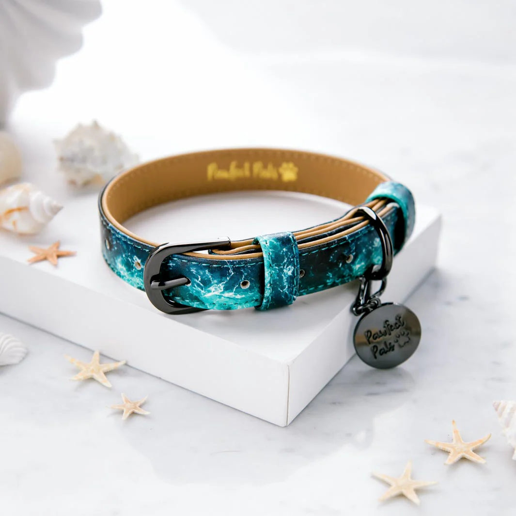 Pawfect Pals- Shell Yeah- Ocean Waves Dog Collar