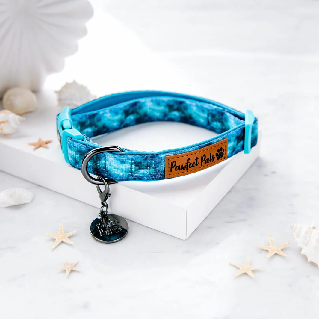 Pawfect Pals- Shell Yeah- Ocean Waves Soft Dog Collar