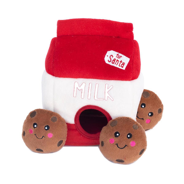 Zippy Paws Holiday Burrow Interactive Dog Toy- Santa's Milk and Cookies