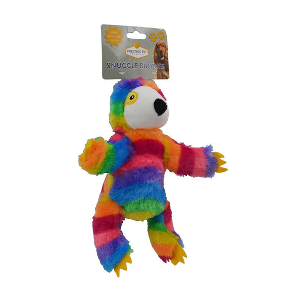 Prestige Pet Snuggle Buddies Plush Squeaky Dog Toy- Rainbow Sloth. Plush dog toy.